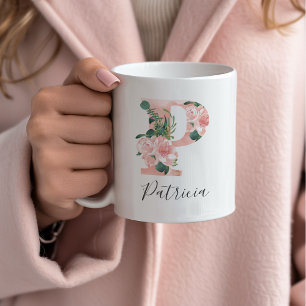 Tasse initiale aquarelle florale - P