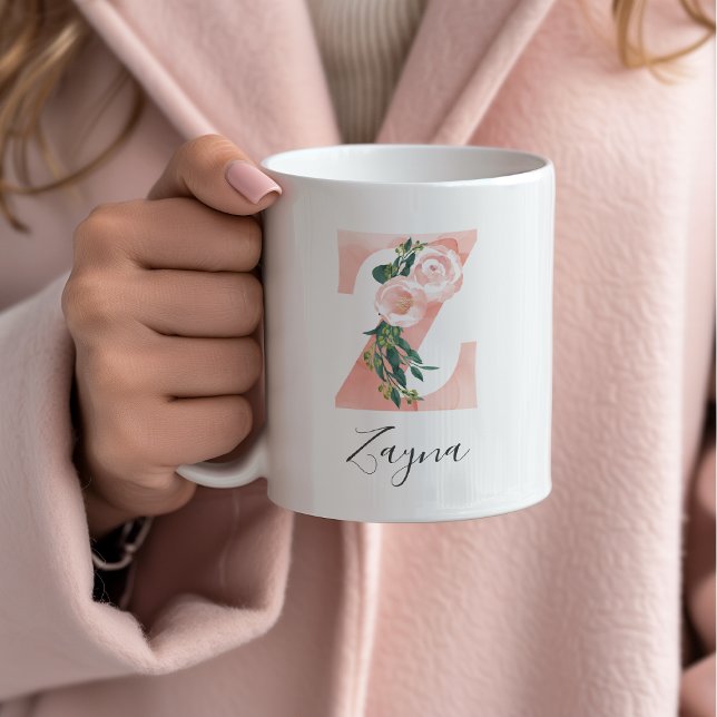 Tasse initiale aquarelle florale - Z (Créateur téléchargé)