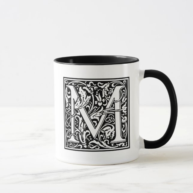 Tasse Initiale décorative "M" de lettre (Droite)