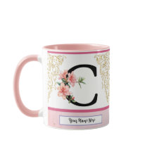 Tasse initiale florale – Monogramme lettre C | Per
