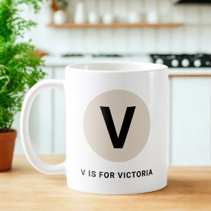 Tasse initiale moderne – Design “V est pour [Nom]”