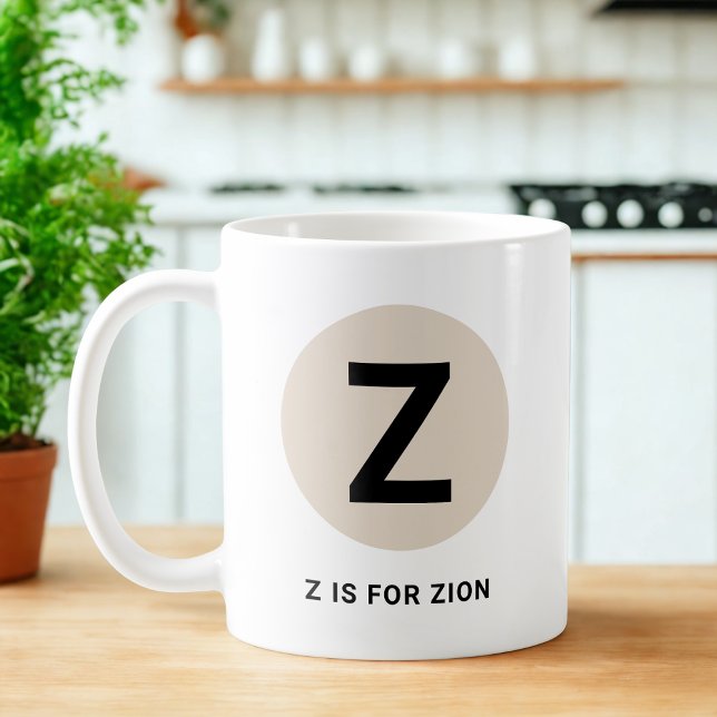 Tasse initiale moderne – Design “Z est pour [Nom]” (Créateur téléchargé)