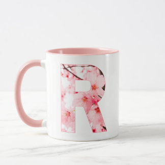 Tasse initiale R florale | Nom et traits personnal