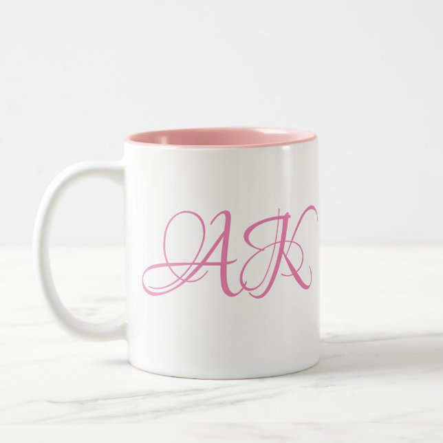 Tasse initiale rose de monogramme - (Gauche)