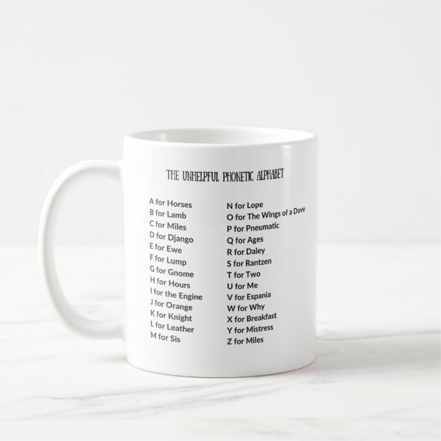 Tasse inutile d'alphabet phonétique (Gauche)