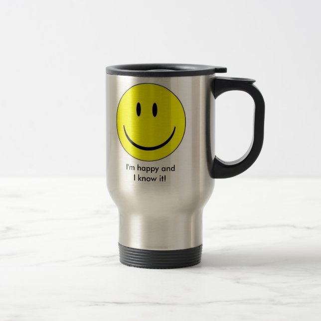 Tasse isolée par visage heureux (Droit)