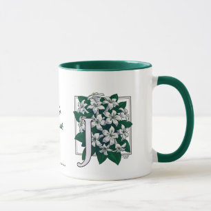 Tasse J pour le monogramme de fleur de jasmin