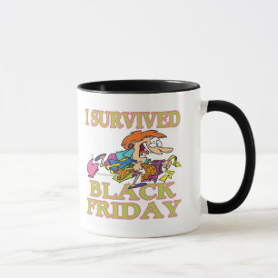 TASSE J'AI SURVÉCU À LA CARTOON NOIR VENDREDI FUNNY