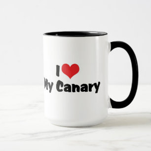 Tasse J'aime cœur mon Canari - Amateur d'oiseaux