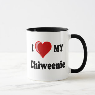 Tasse J'aime (coeur) mon chien de Chiweenie