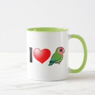 Tasse J'aime des perruches Pêche-faites face