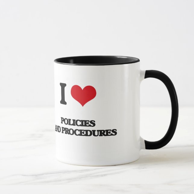 Tasse J'aime des politiques et des procédures (Droite)