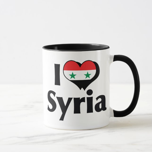 Tasse J'aime le drapeau syrien (Droite)