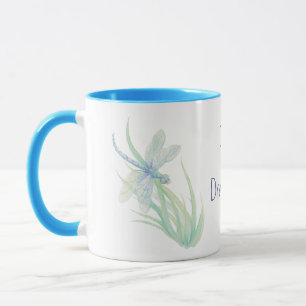 Tasse J'aime les libellules en bleu et vert