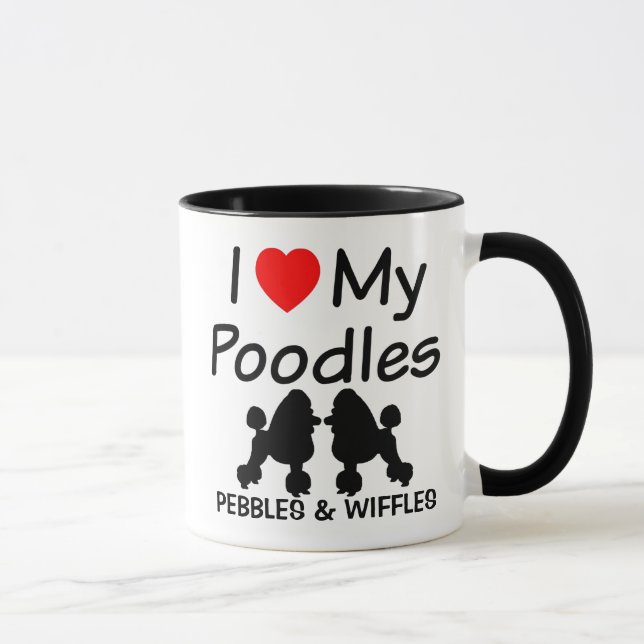 Tasse J'Aime Mes Deux Chiens De Poodle (Droite)
