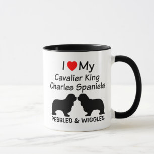 Tasse J'Aime Mes Deux Chiens Espagnols Cavalier Roi Char
