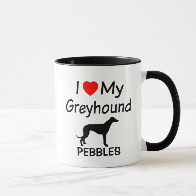 Tasse J'Aime Mon Chien Greyhound (Droite)