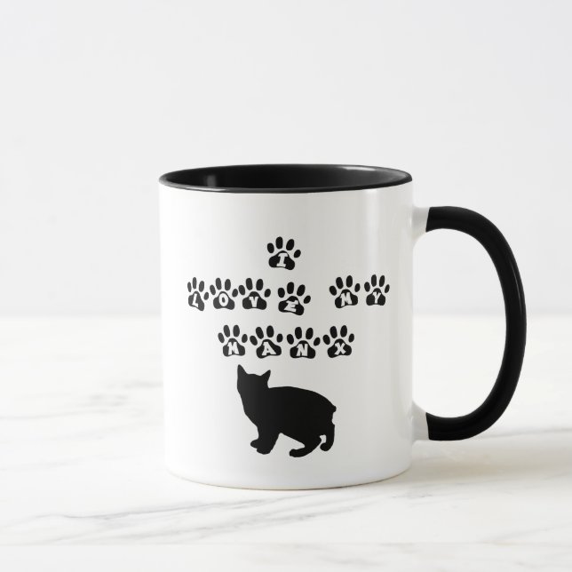 Tasse J'aime mon Mannois--Texte noir (Droite)