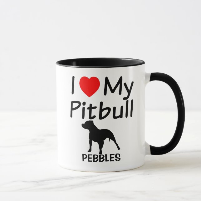 Tasse J'Aime Mon Pitbull Dog (Droite)