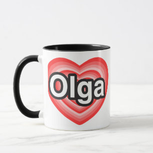 Tasse J'aime Olga. Je t'aime Olga. Coeur