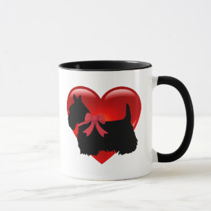 Tasse J'aime, Scottish Terrier, grand coeur rouge