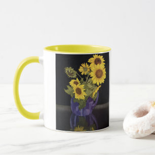 Tasse Jardin vintage Fleurs de tournesol d'été dans un v