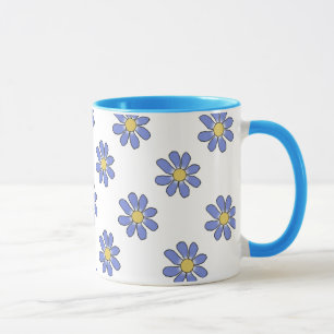 Tasse Jaune bleu romantique graphique floral