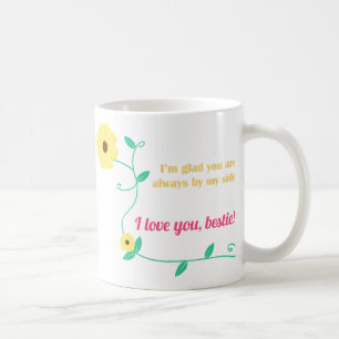 Tasse jaune de meilleur ami de fleur