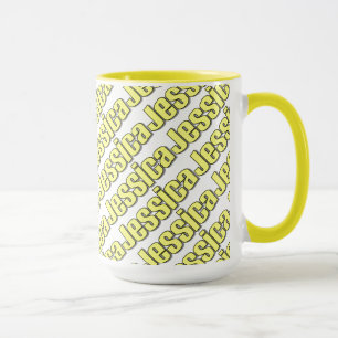 Tasse jaune de style de Jessica