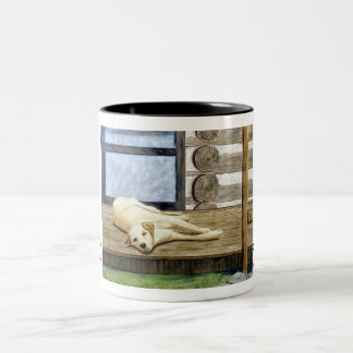 Tasse jaune vivante de laboratoire de cabine