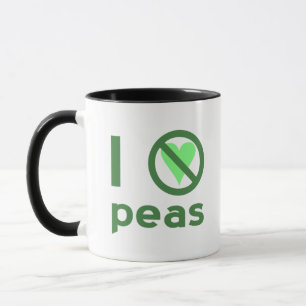 Tasse Je déteste les petits pois Texte vert
