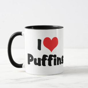 Tasse Je suis amoureux des macareux à cœur