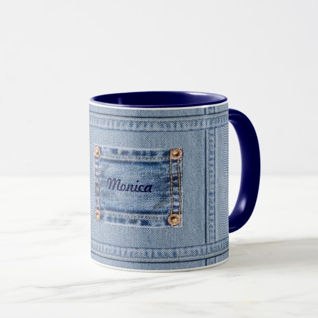 Tasse Jeans muter avec votre texte (Devant droit)
