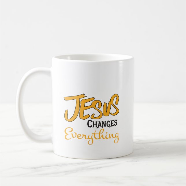 Tasse "Jesus verändert alles" (Links)