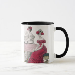 Tasse Jeune femme dans une robe de soirée de crêpe ave