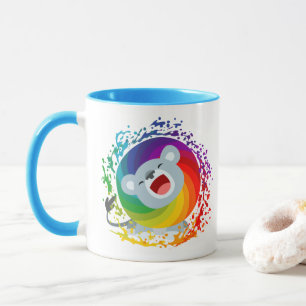 Tasse Joli dessin arc-en-ciel Lion blanc