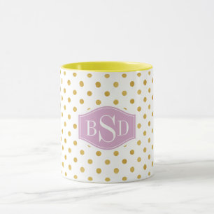 Tasse Joli or et monogramme blanc de motifs de pois