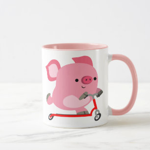 Tasse Joli Scooter équitation Cartoon Cochon