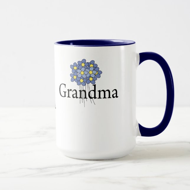 Tasse Joli T-shirt de grand-mère aux fleurs bleues (Droite)