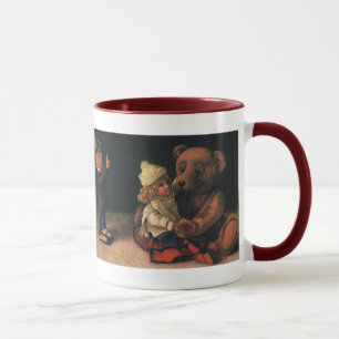 Tasse Jouets de Noël vintage, poupée et ours en peluche