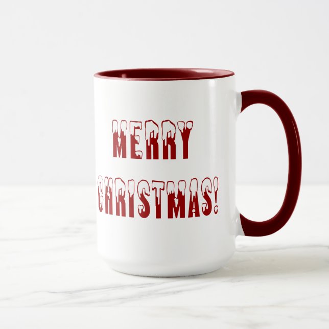 Tasse Joyeuses Polices de chapeau de neige de Noël (Droite)