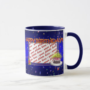 Tasse Joyeux Anniversaire Avec Cadre Photo Confetti