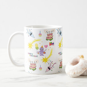 Tasse Joyeux Anniversaire Cupcake Pieuvre Violette