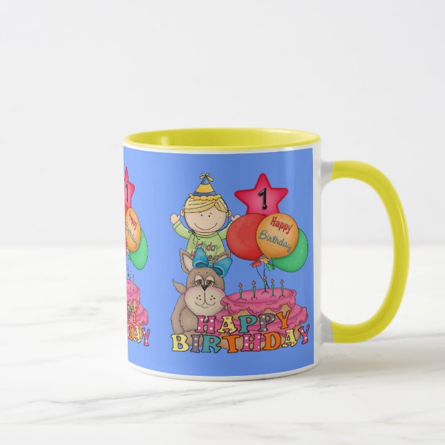 Tasse Joyeux Ballons d'anniversaire garçon 1 an (Droite)