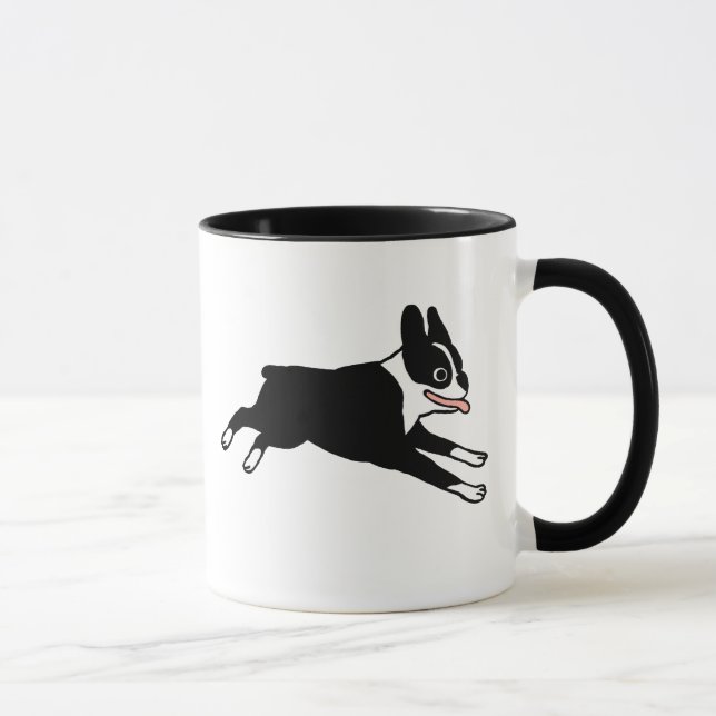 Tasse Joyeux Boston Terrier Running | Joli chien de dess (Droite)