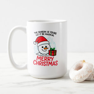 Tasse joyeux Noël bonhomme de neige en feu