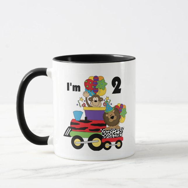 Tasse Jungle Train 2e anniversaire T-shirts et cadeaux (Gauche)