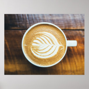 Tasse Kaffee Latte mit Leaf-Form Schaumstoff auf H Poster