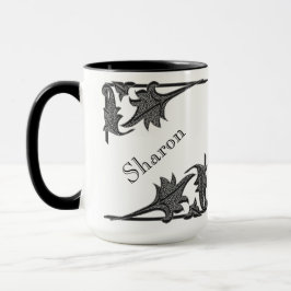 Tasse - Klammern und Name in Schwarz