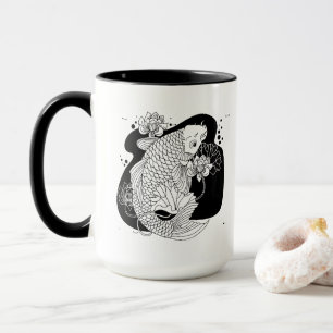 Tasse Koi & Lotus Élégante – Art Minimaliste Zen